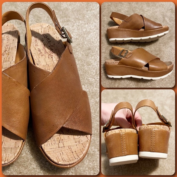 KorkEase Shoes Korkease Chloe Brown Leather Open Toe Slingback